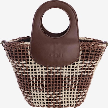 Amichi - Bolso de mano 'Bolso de mano para mujer Nacre de fibras naturales con cremallera' en marrón: frente