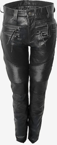 Coupe slim Pantalon 'Lederhose im Biker-Style mit Stretchleder' Be Noble en noir : devant