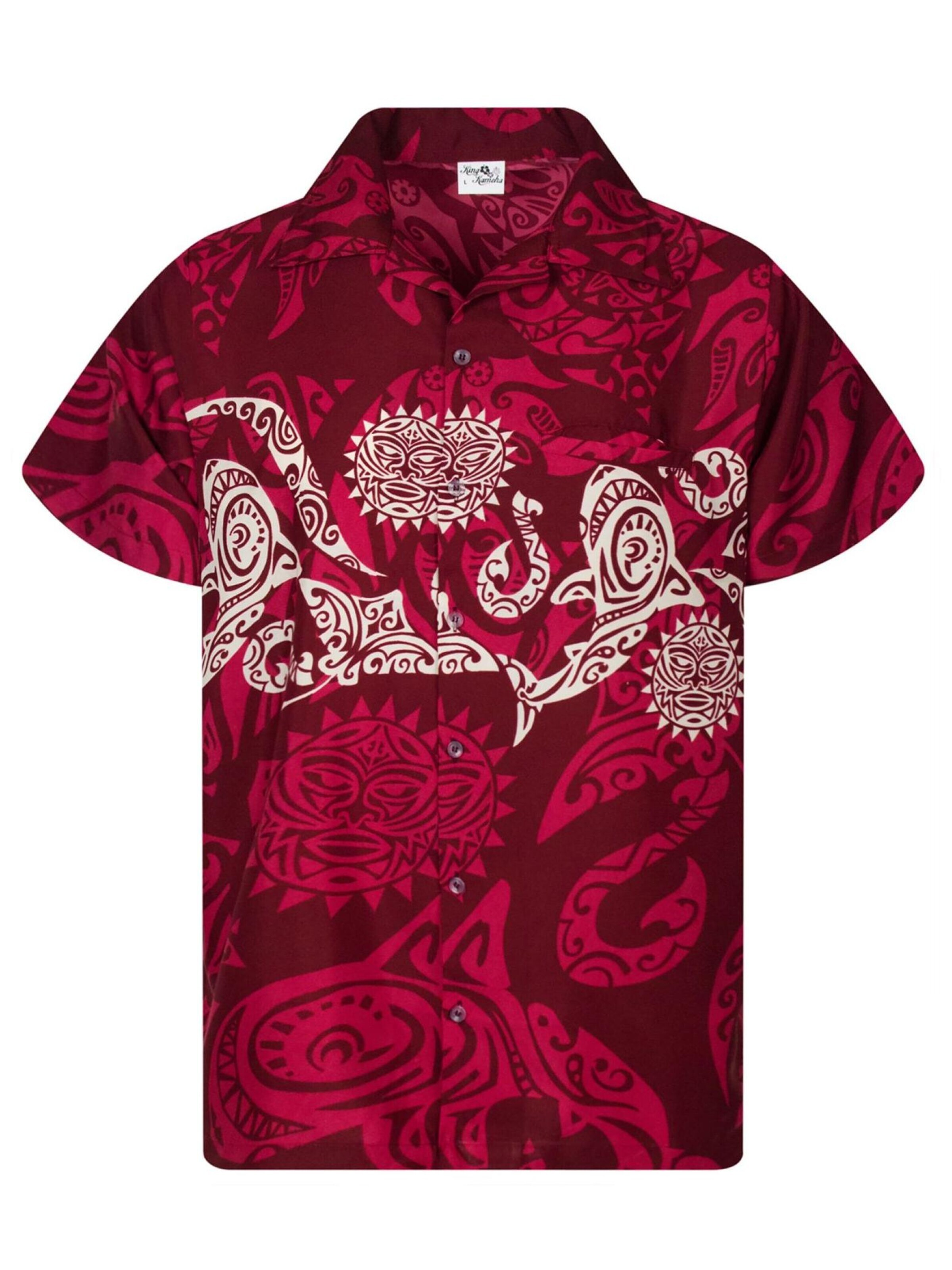 King Kameha - Camiseta 'Maori Chest' en rojo: frente