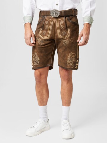 Krüger Buam Regular Traditional pants in Brown: front