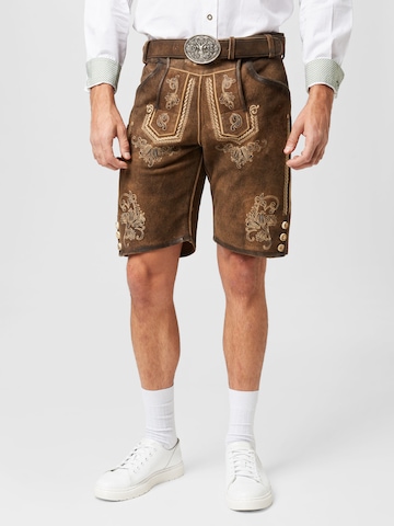 Krüger Buam Regular Traditional Pants in Brown: front