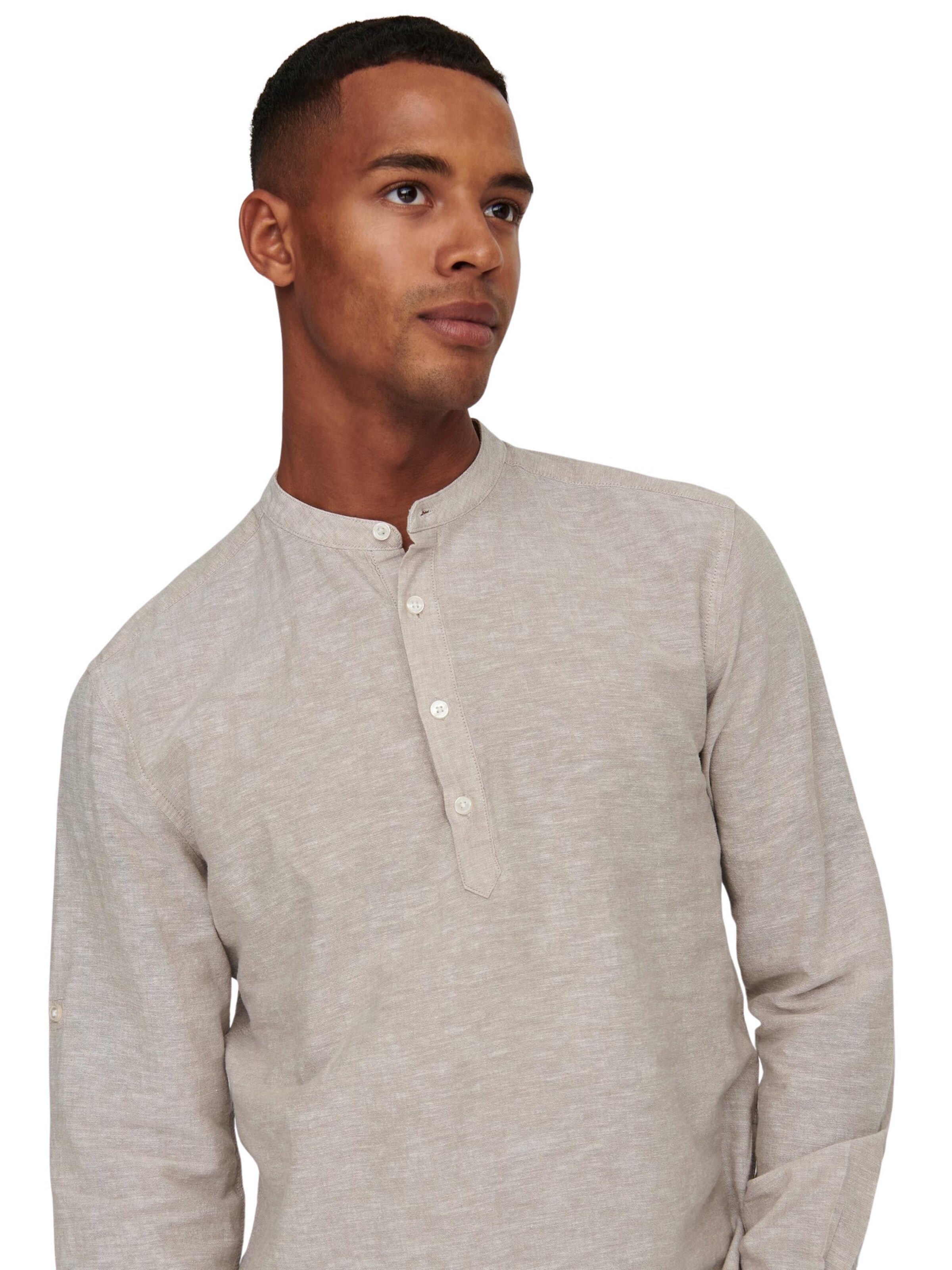 Only & Sons Slim Fit Риза 'Caiden' в бежово