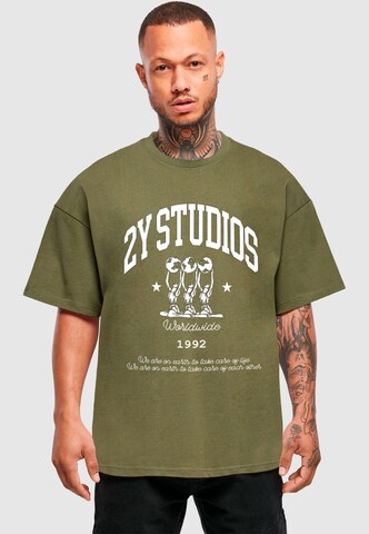 2Y Studios Shirt 'Globus' in Groen: voorkant