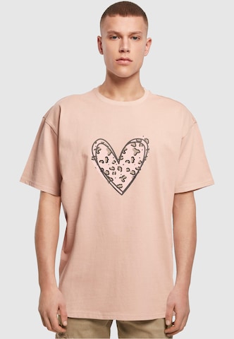 Merchcode Shirt 'Valentines Day - Leopard Heart' in Oranje: voorkant