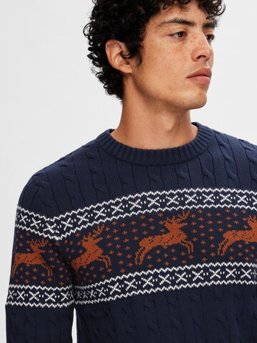 SELECTED HOMME Pullover 'Reindeer' i blå