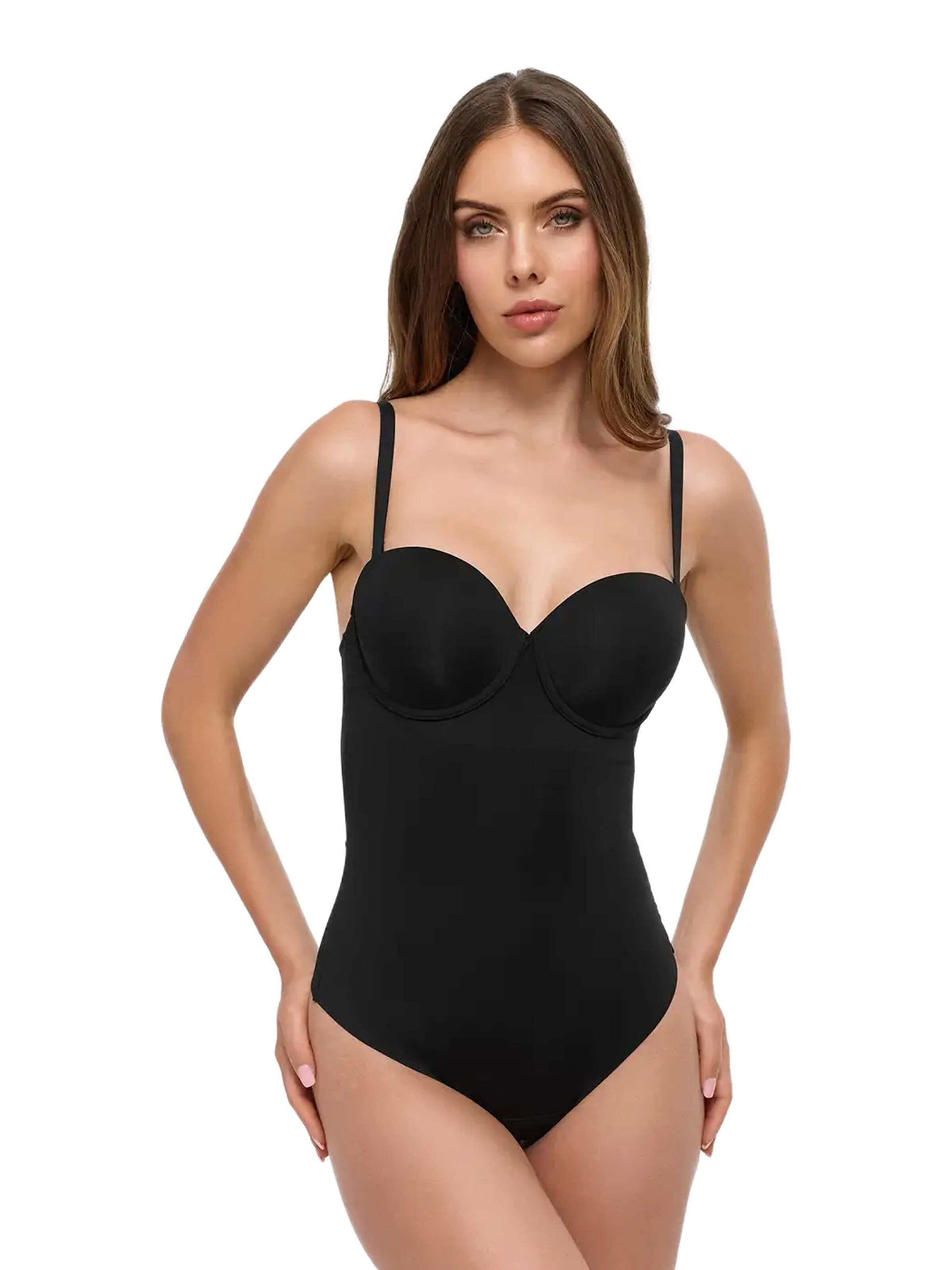 cfab - Body moldeador 'Push-Up Bodysuit mit String' en negro