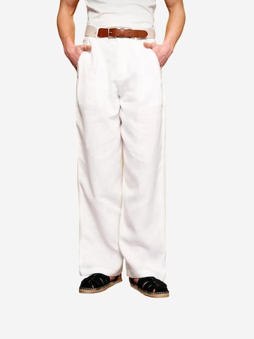 Wide leg Pantaloni con pieghe di Giesto in bianco: frontale