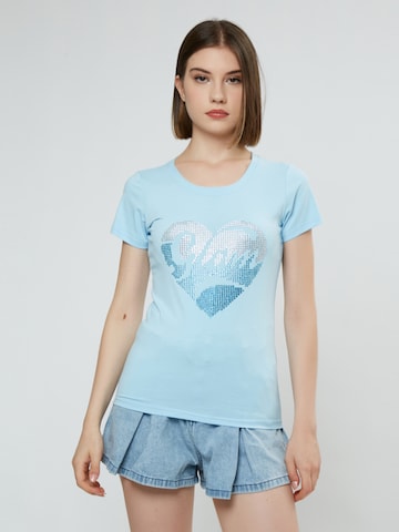 T-shirt Influencer en bleu : devant
