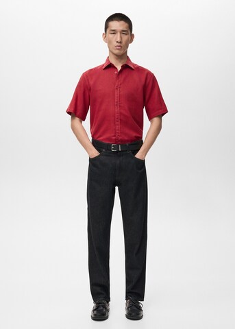MANGO MAN Regular fit Button Up Shirt 'Ants-H' in Red