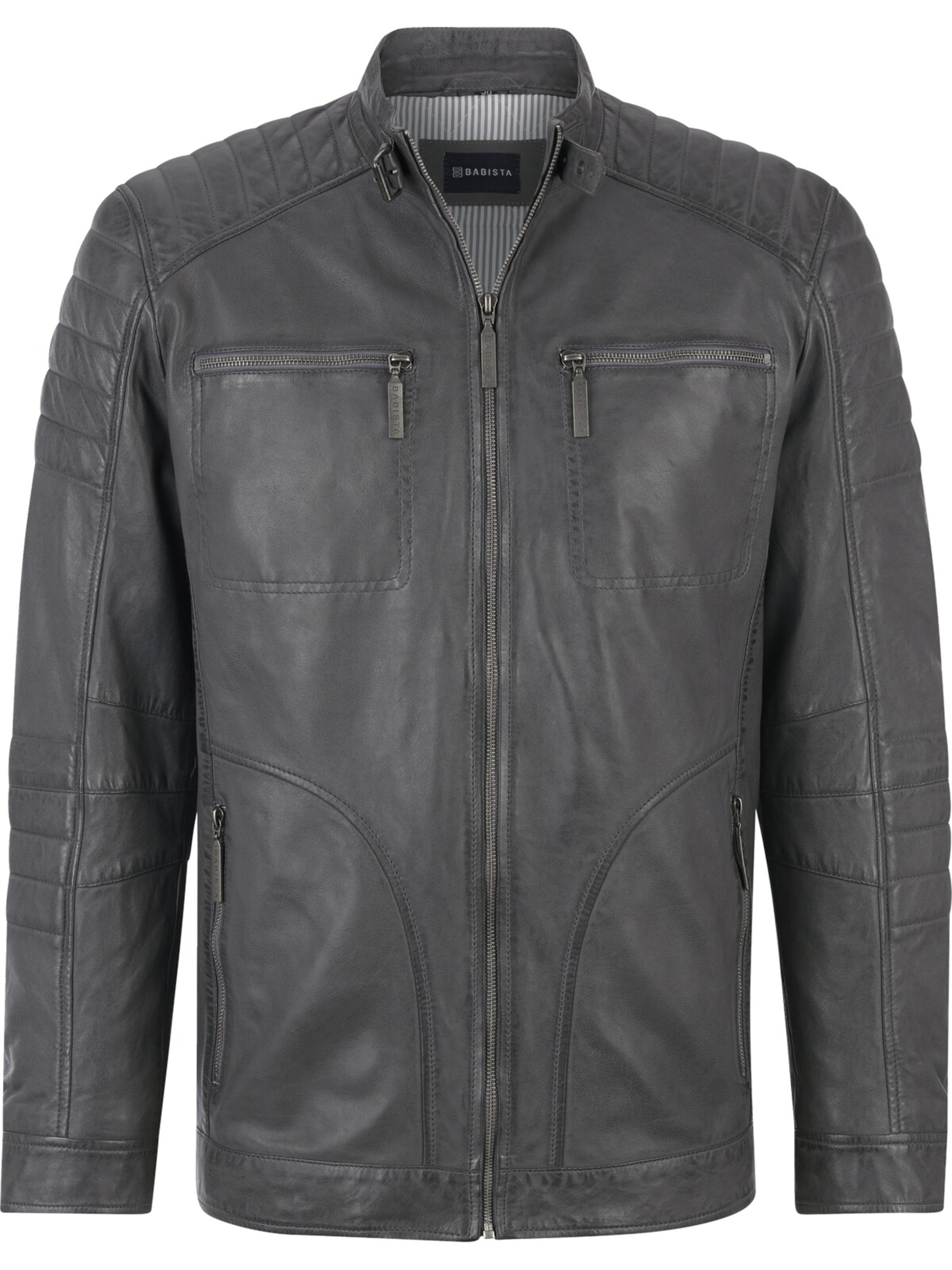 BABISTA Lederjacke 'Zanzino' in Grau: Vorderseite