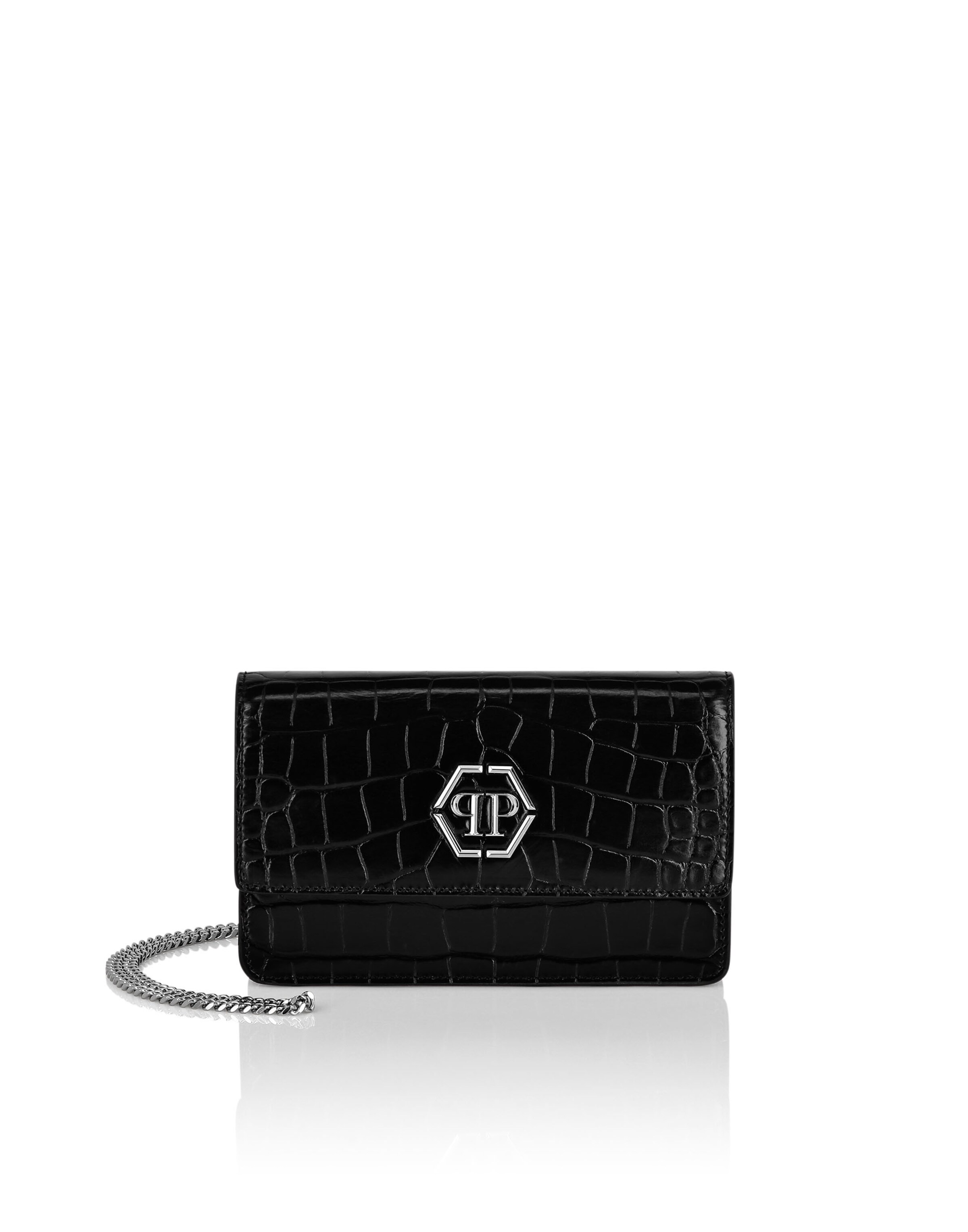 Borsa a tracolla 'Hexagon' di Philipp Plein in nero: frontale