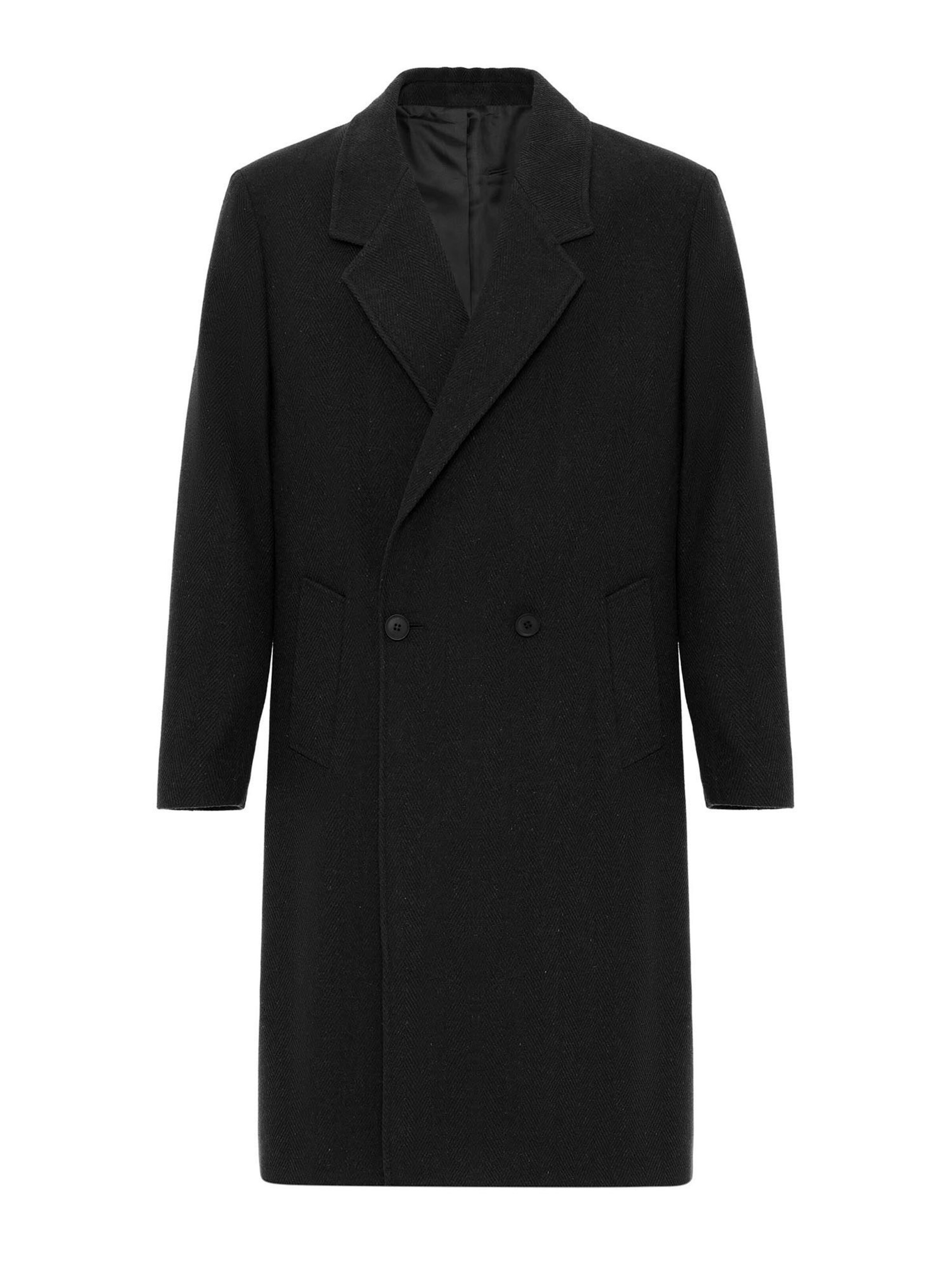 melns Antioch Starpsezonu mētelis: no priekšpuses