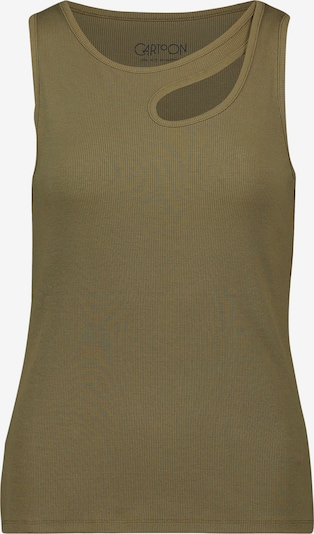 Cartoon Basic-Top mit Rundhalsausschnitt in khaki, Produktansicht