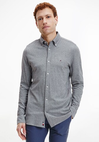 TOMMY HILFIGER Slim fit Overhemd '1985 Dobby' in Grijs: voorkant