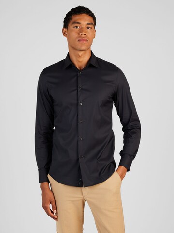 UNITED COLORS OF BENETTON Slim fit Button Up Shirt in Black: front