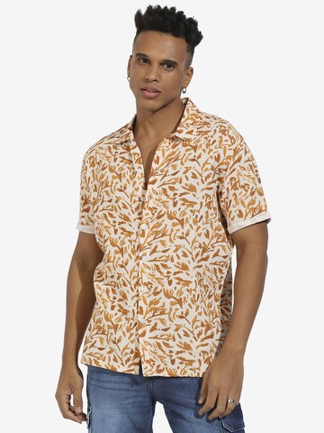 Campus Sutra Regular fit Button Up Shirt ' Sawyer ' in Beige: front