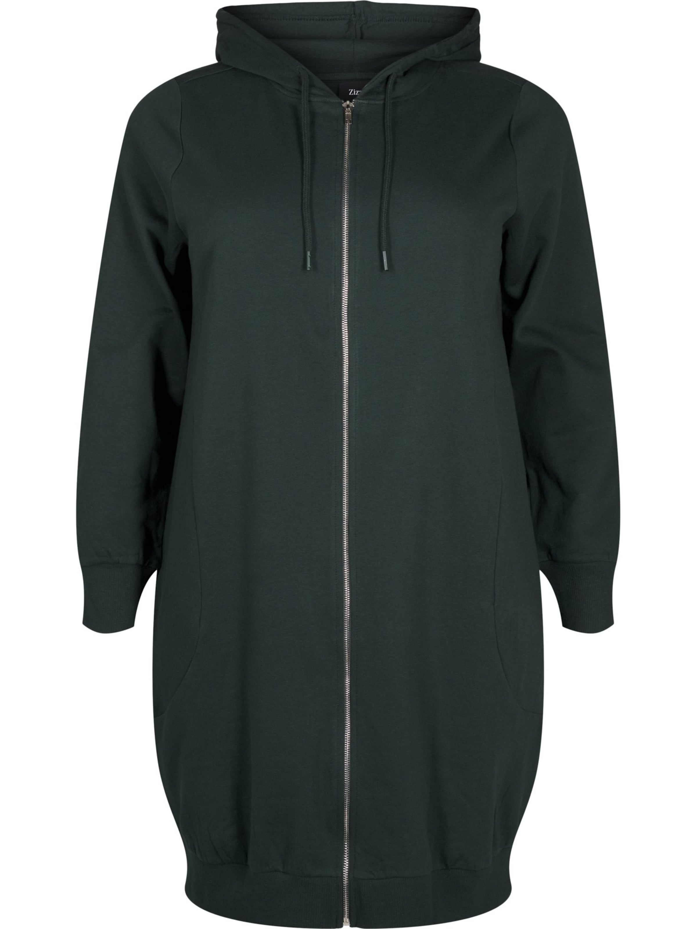 Zizzi Ζακέτα φούτερ 'VSHELLY' σε πράσινο: μπροστά