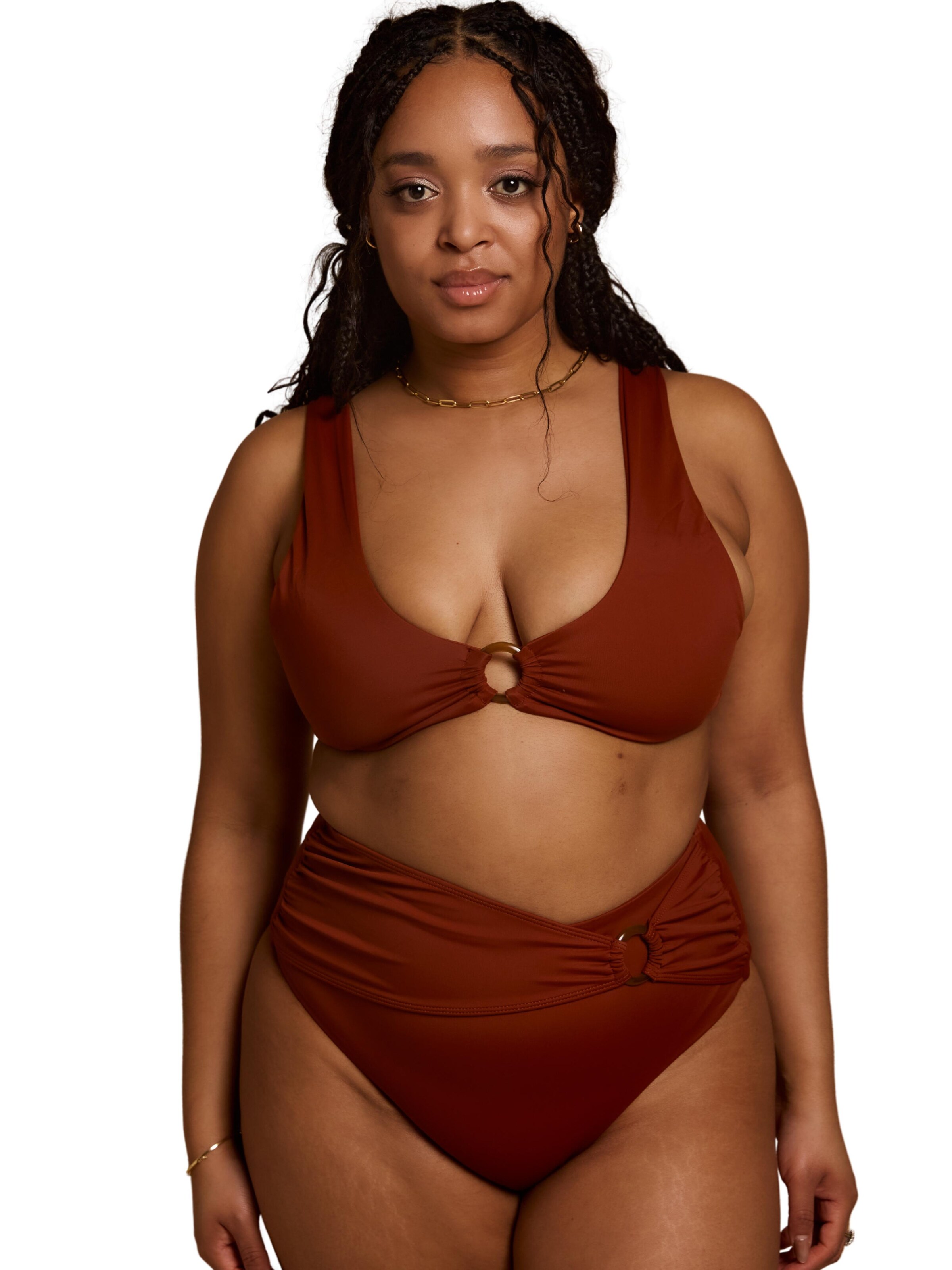 Billie Swim Bikinitop 'Biarritz Ring Top' in Bruin: voorkant