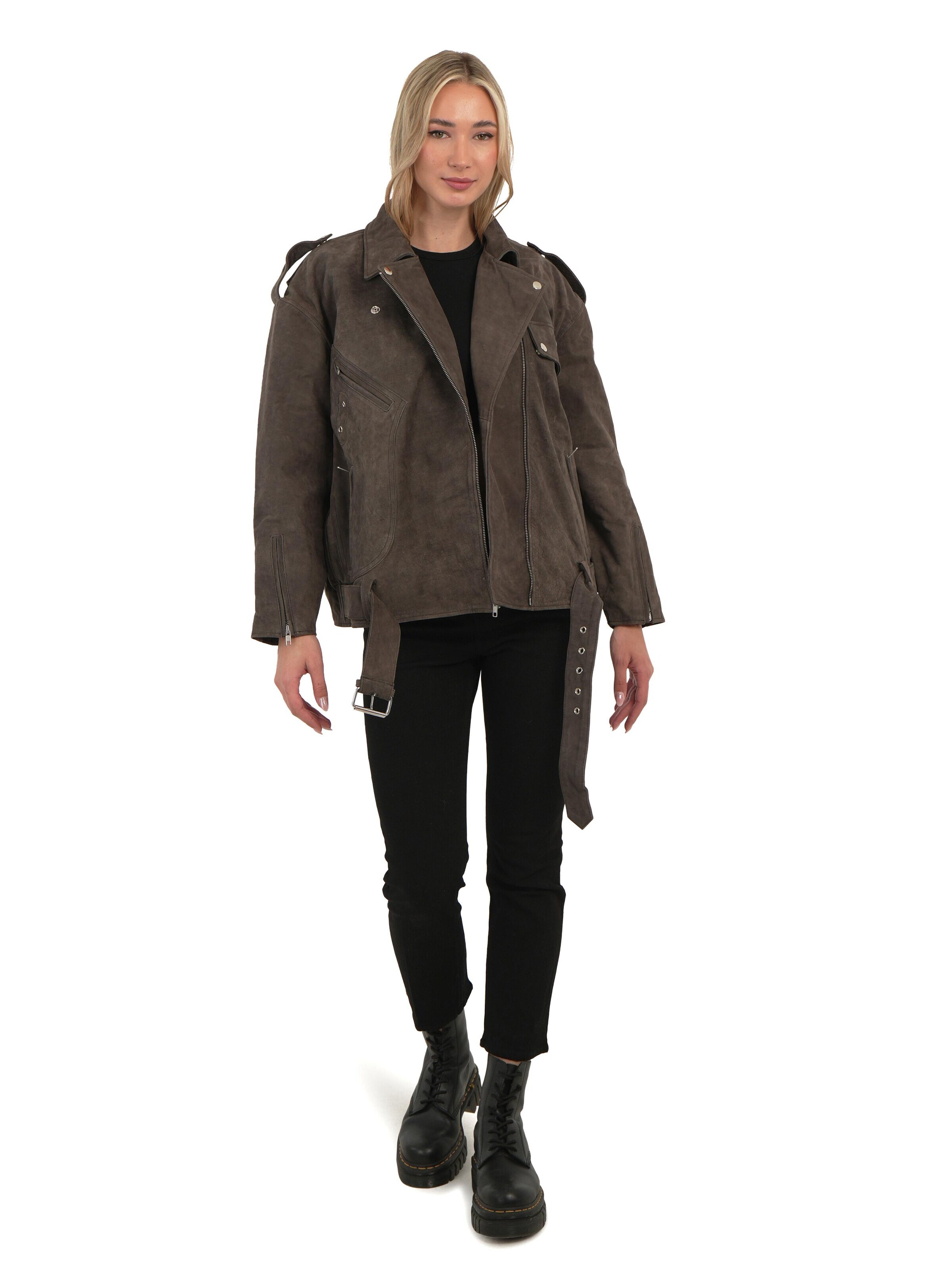 Chic and Clicks - Chaqueta de entretiempo 'Dakota Suede' en marrón