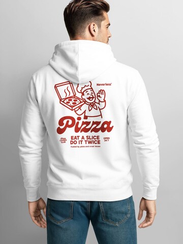 Neverless Zip-Up Hoodie 'Pizza Lovers Club' in White