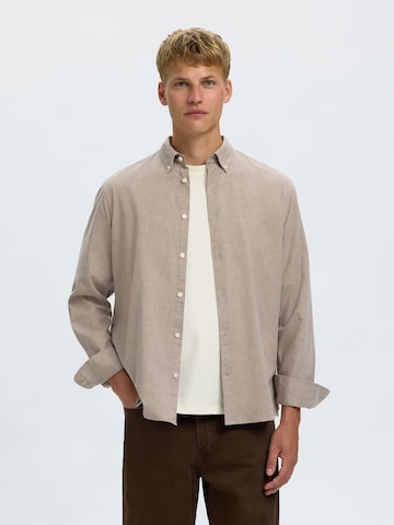 SELECTED Regular fit Overhemd 'SLMCole' in Bruin: voorkant