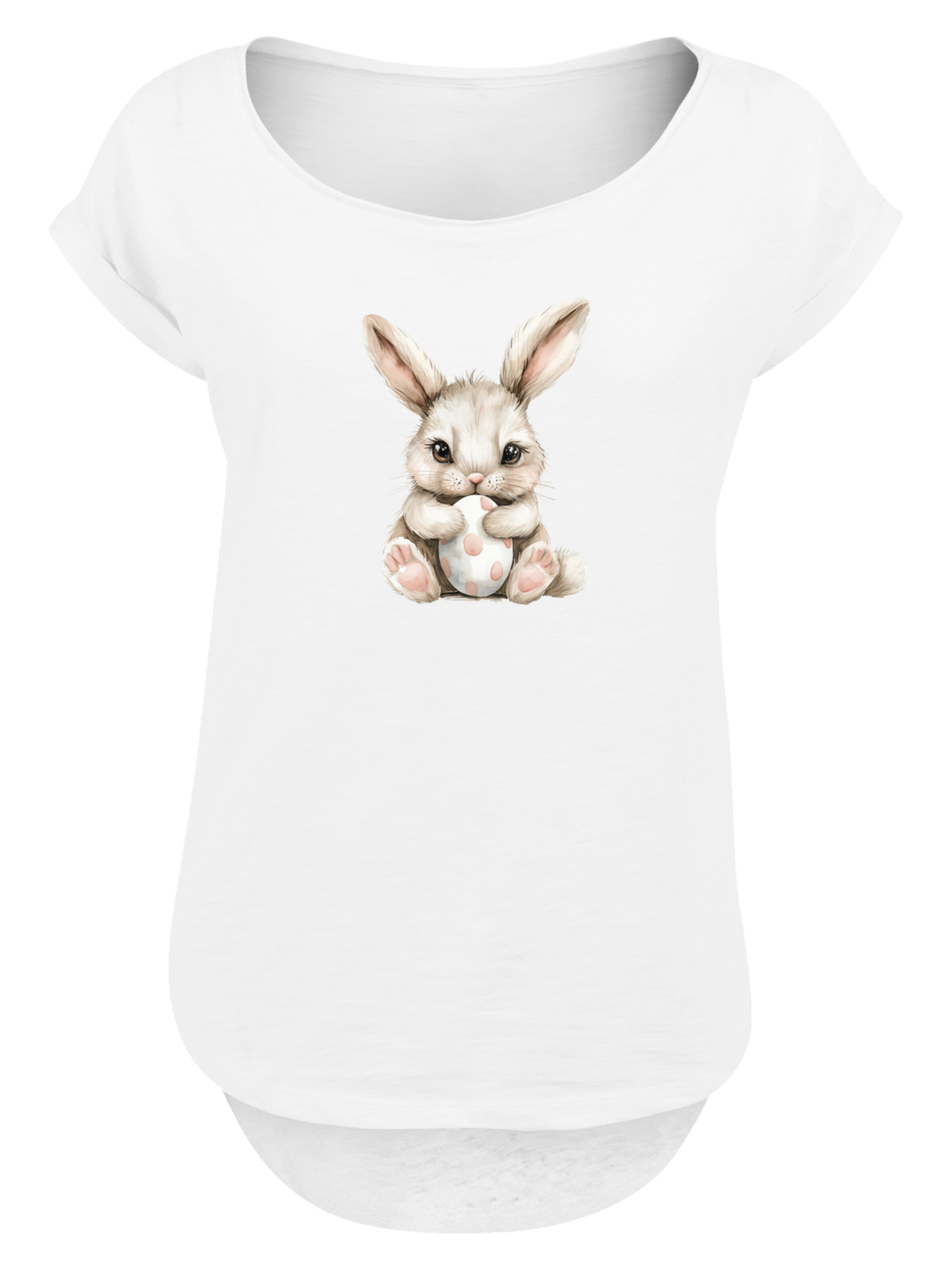 F4NT4STIC Shirt 'Niedlicher Osterhase mit Ei' in Wit: voorkant