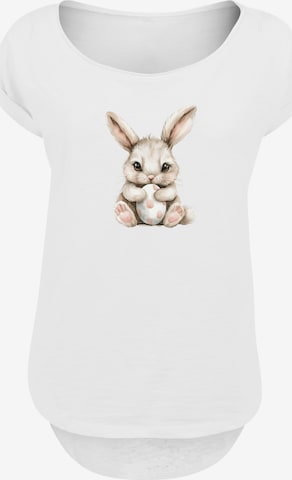 F4NT4STIC Shirt 'Niedlicher Osterhase mit Ei' in Wit: voorkant