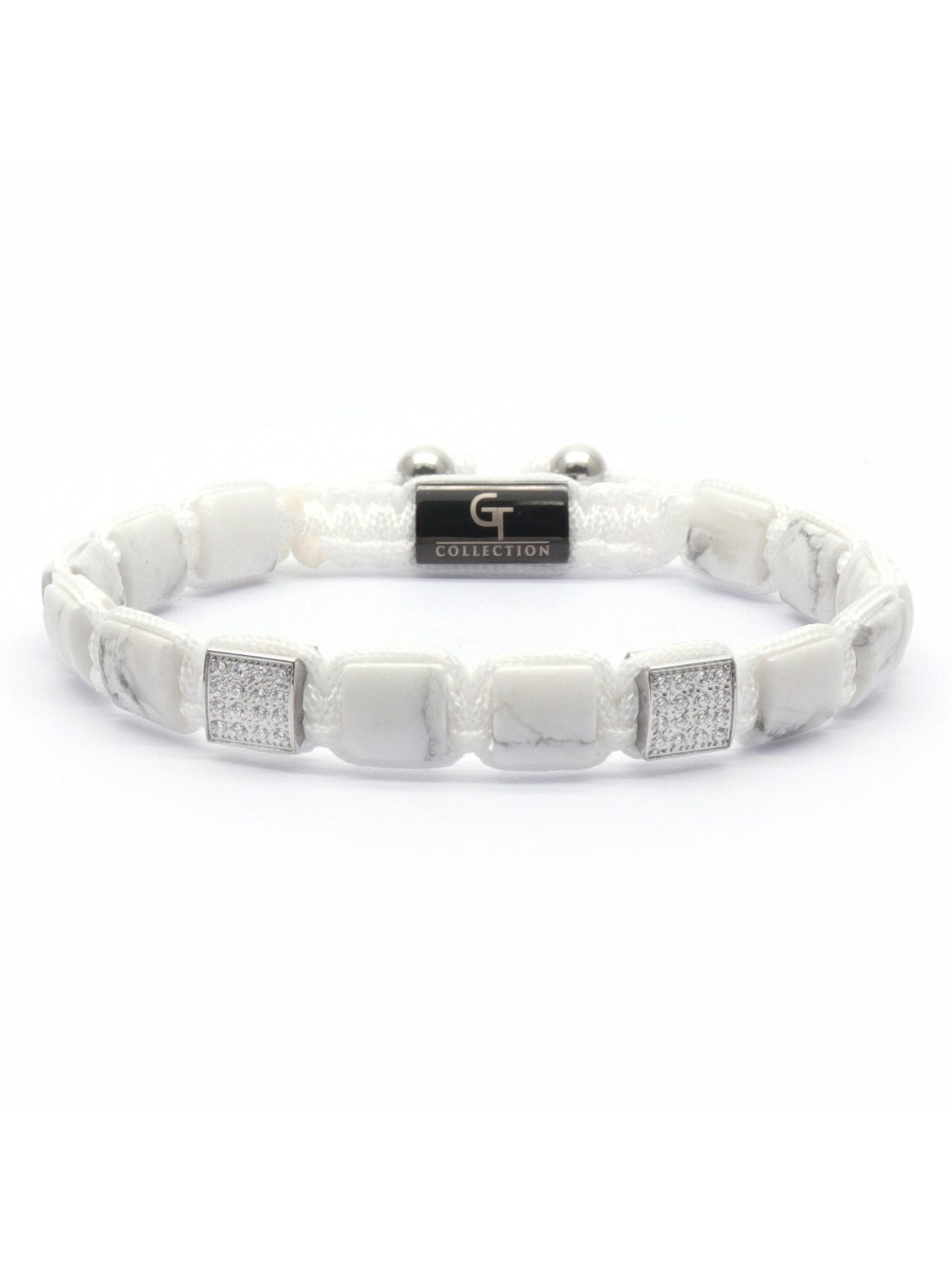 GT Collection Armband 'Flat-Bead' in Wit: voorkant