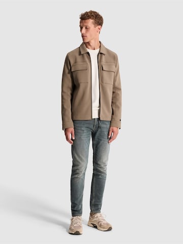 CAST IRON Tussenjas 'Sweat jacket with shirt collar and zipper closure' in Bruin