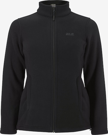 JACK WOLFSKIN Athletic Fleece Jacket in Black: front