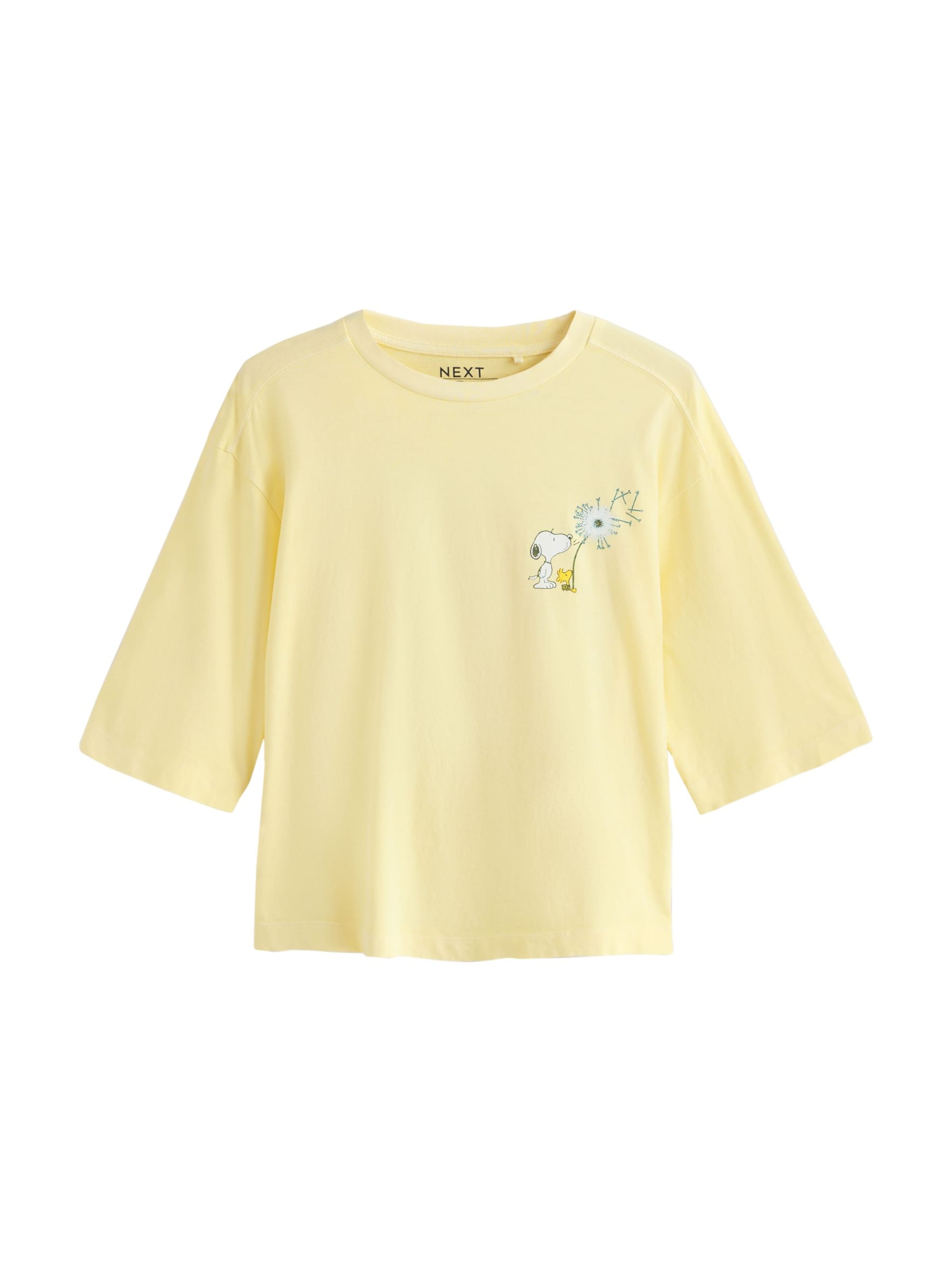 Next T-shirt 'Snoopy Flower' en XS en jaune / vert / blanc, Vue avec produit