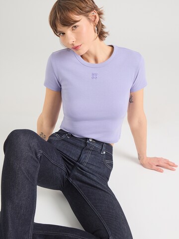 HUGO Тениска 'Delanor' в лилав: отпред