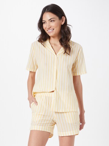 SCHIESSER Short Pajama Set 'Story' in Yellow: front