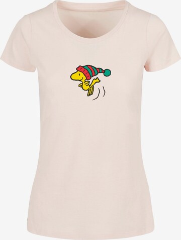 Merchcode Shirt 'Peanuts Woodstock' in Roze: voorkant