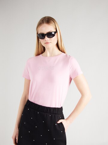 rožinė GUESS Marškinėliai 'SKYLAR': priekis