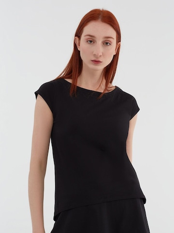 Leela COTTON Blouse 'Damen Bio-Baumwoll Blusen-Shirt' in Black: front