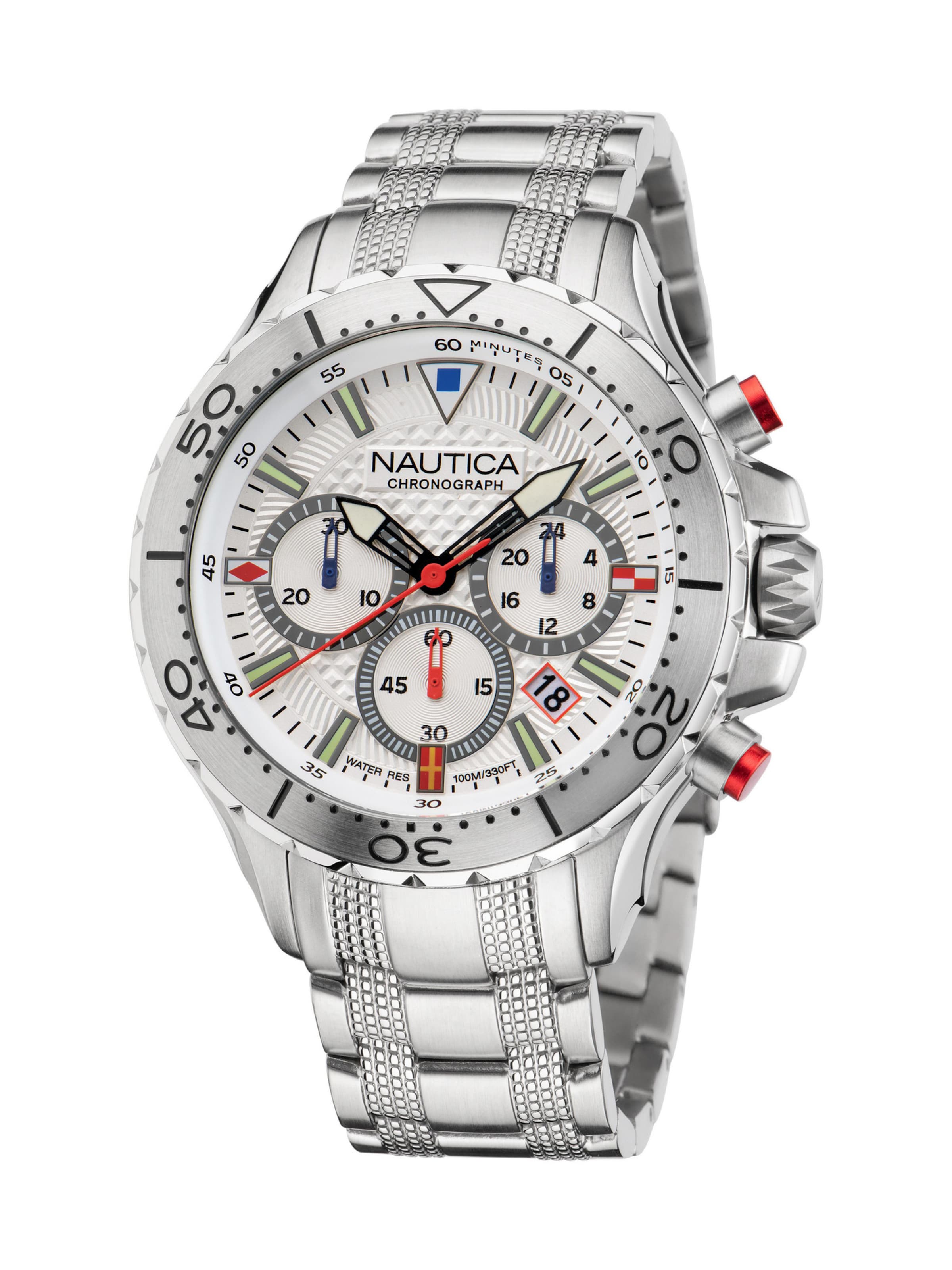 NAUTICA Analogt ur 'Nautica' i sølv: forside