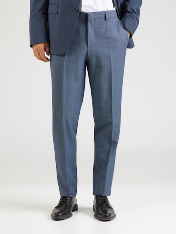 HUGO Regular Pleat-Front Pants 'Getlin' in Blue: front