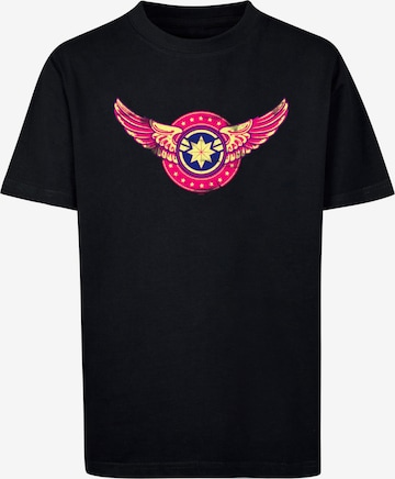 ABSOLUTE CULT Shirt 'Captain Marvel - Movie Wings' in Zwart: voorkant