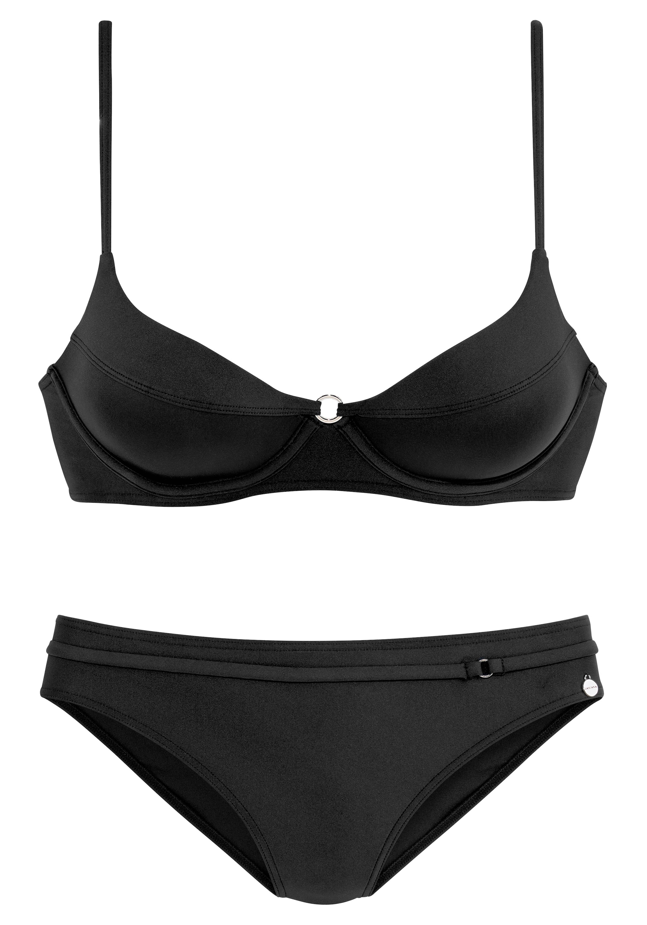 LASCANA - Clásico Bikini en negro: frente