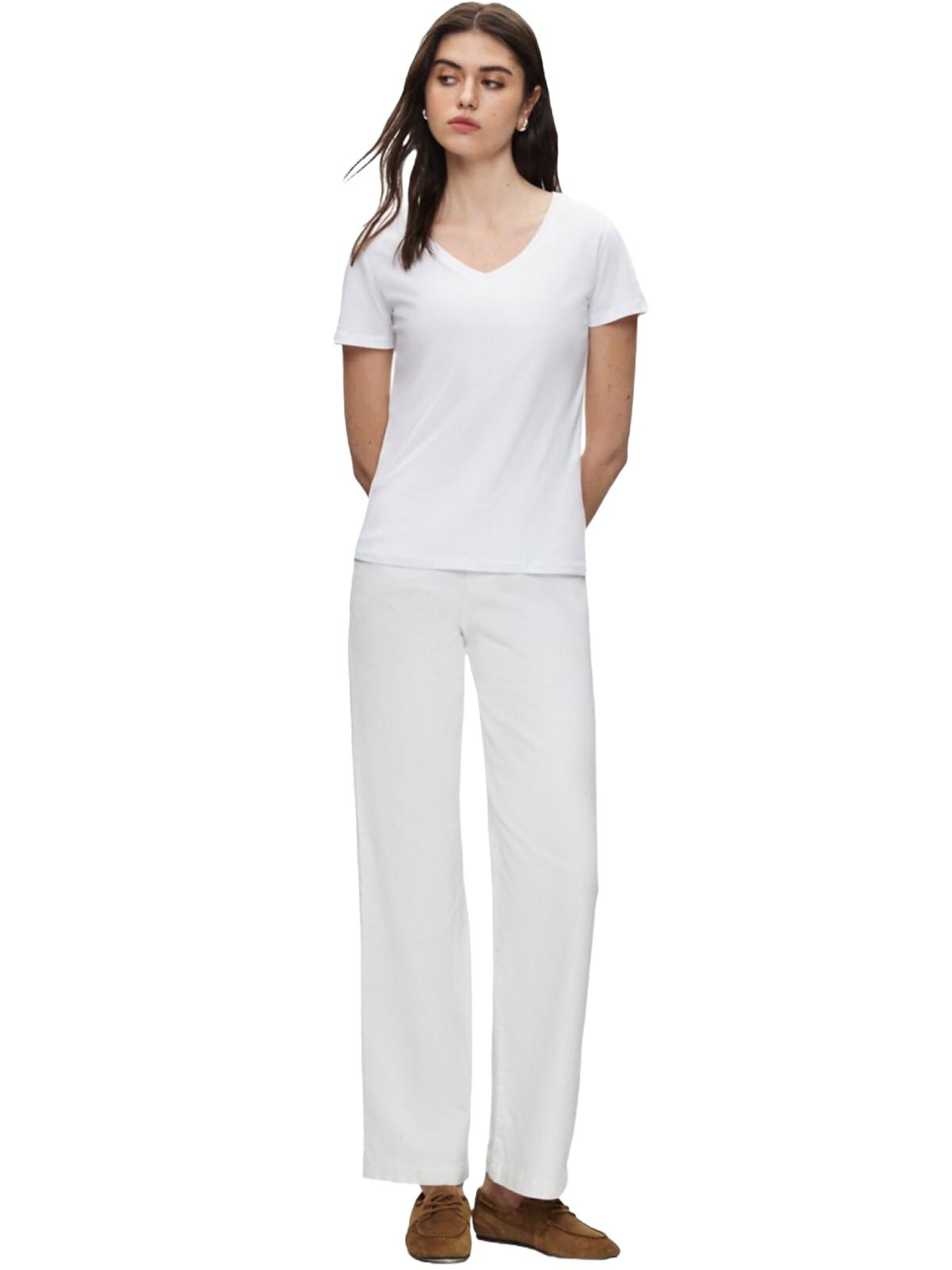 LTB Jeans Shirt 'LTB Jeans Damen-T-Shirt mit V-Ausschnitt' in White: front