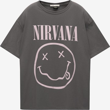 Pull&Bear Oversized paita ' NIRVANA LAVADA' värissä harmaa: etupuoli