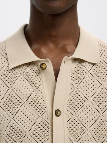 SELECTED HOMME Regular fit Knit cardigan 'SLHARCO' in Beige