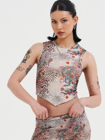 Ed Hardy Bluza 'Dragon Repeat' | bež barva: sprednja stran
