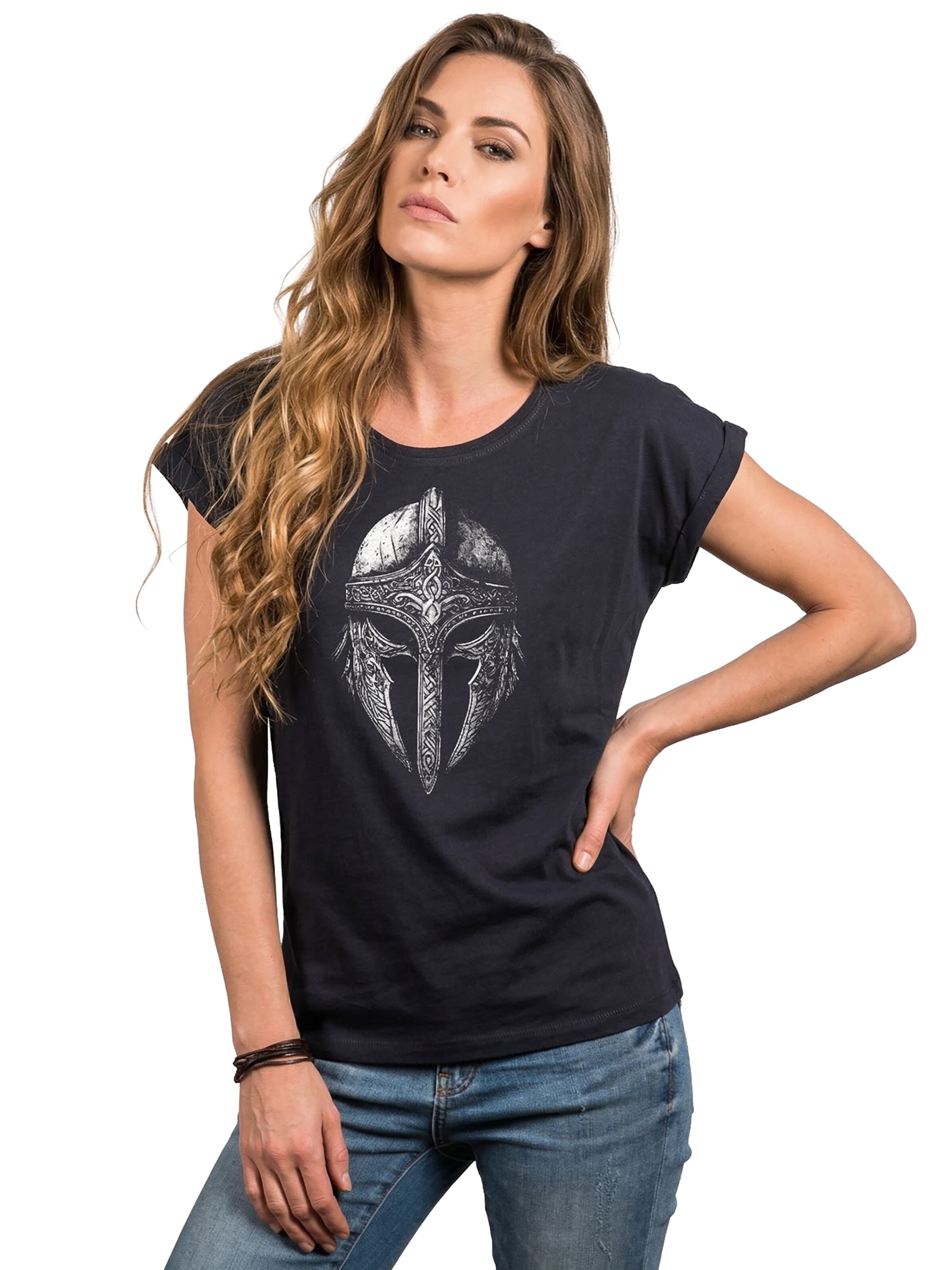 MAKAYA Shirt 'Vikinger Helm' in Blue: front