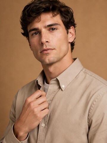 KING Essentials Regular fit Button Up Shirt 'The Tommy' in Beige