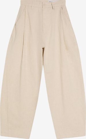 Bershka Bandplooibroek in Beige: voorkant