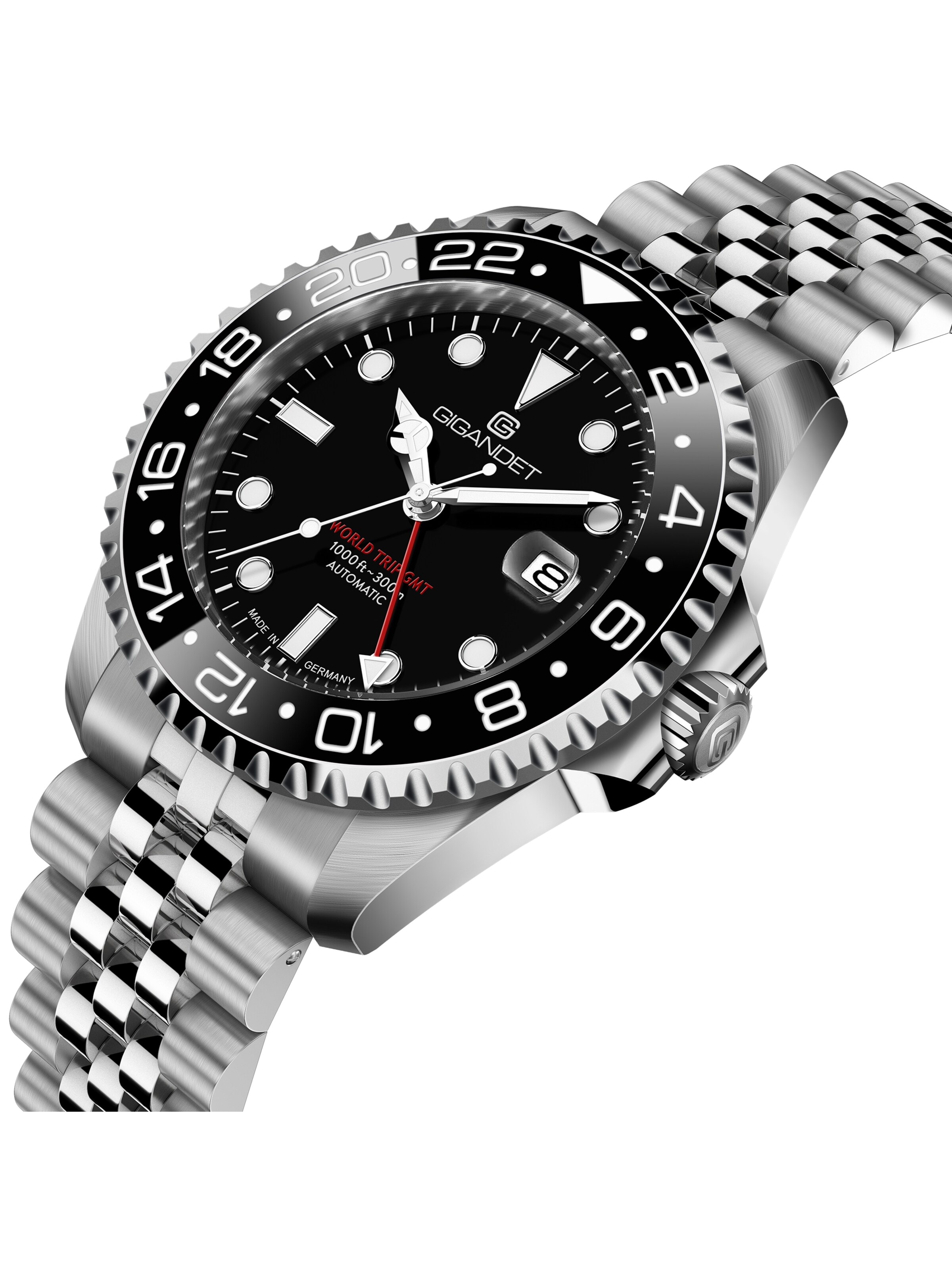 Gigandet Analogové hodinky 'WORLD TRIP GMT CERAMIC' – černá