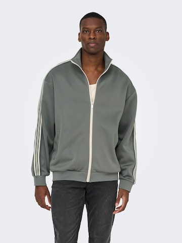 Only & Sons Sweatvest 'ONSRiber' in Grijs: voorkant