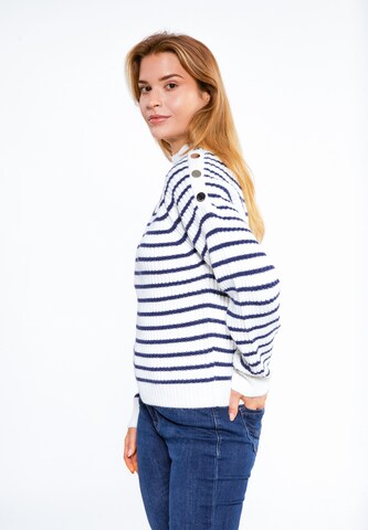 Pull-over DreiMaster Maritim en blanc : devant